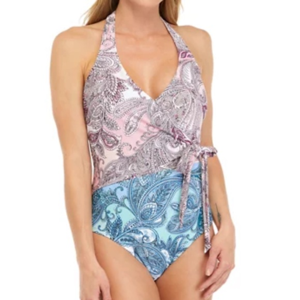 ‎Delicate Wrap Paisley One Piece Swimsuit Women’s size XXL NWT